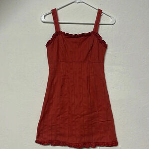 3 for $13 Imperfect LA hearts mini dress faded orange xs ruffle hem zipper back